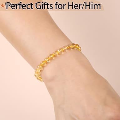 QOGIR Citrine Bracelet - Stone of Wealth Bracelet for Women Men - Handmade Natural Gem Stone Beaded Stretch Elastic Healing Bracelets 6mm - Image 4