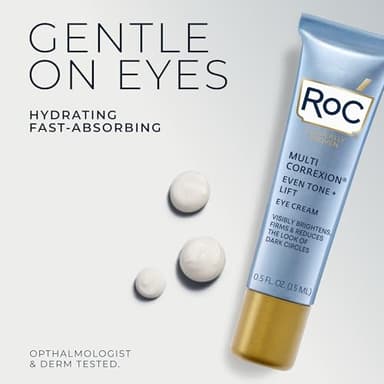 RoC Multi Correxion 5 in 1 Anti-Aging Eye Cream for Puffiness, Under Eye Bags & Dark Circles, Skin Care Treatment with Shea Butter, (.5 oz) with Night Cream Packette (Packaging May Vary) - Image 6