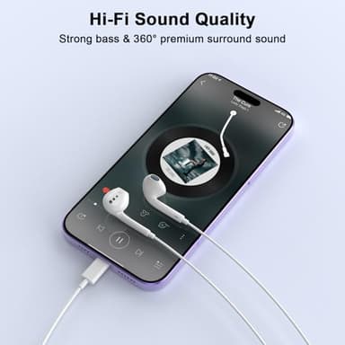 2 Pack Wired Headphones for iPhone Earbuds with Built-in Microphone & Volume Control HiFi Stereo Nosie Reduction Earphones for iPhone 14 13 12 11 Pro Max XS XR X 8 7 6, Plug and Play, Support All iOS - Image 6