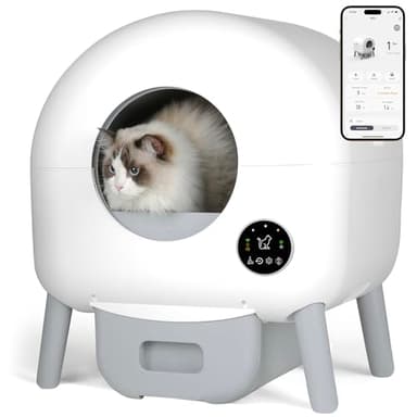 Self Cleaning Litter Box - Automatic Cat Litter Box self Cleaning, with 1 Roll Trash Bags and Mat, Small-White - Image 1