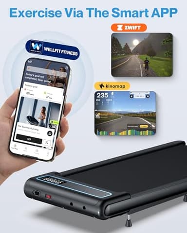 10% Incline Under Desk Walking Pad, 2.5HP Low Noise Treadmill for Home Office Apartment, 3 in 1 Lightweight Running Machine for Small Space, Works with Apps & Mute Remote Control, No Installation - Image 6