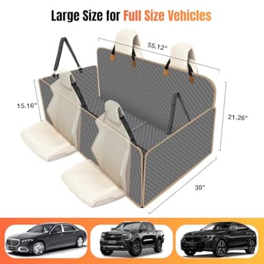Lekespring Dog Car Seat Cover for Back Seat, Larger Dog Car Bed Cover with Hard Bottom, Car Backseat Extender for Hammock for Full Size Truck/SUV 8 Panels Gray - Image 6