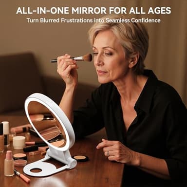 Auxmir 1X/30X Magnifying Mirror with Light, Double Sided Makeup Mirror with Adjustable 3 Color Light, 2000mAh Rechargeable Lighted Magnifying Mirrors with Tweezer, Foldable Travel Mirror with Rotation - Image 6