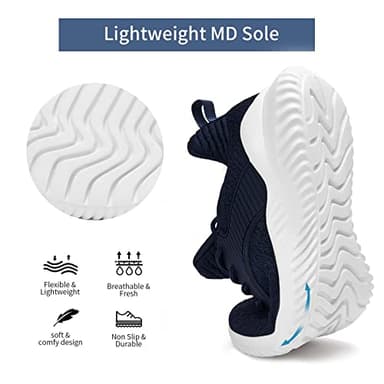 Akk Mens Memory Foam Running Shoes - Ultra Lightweight Slip on Walking Tennis Workout Shoes Breathable Mesh Casual Fashion Sneakers Navy Blue Size 11 - Image 3