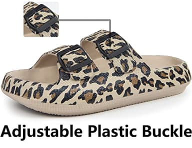 Weweya Athletic Outdoor Slides Sandals for Women and Men Slip On Wide Width Eva Rubber Flat Foam Cozy Slides Thick Sole Comfort Walking Sandals Leopard Men Size 8.5 9 9.5 Women Size 9.5 10 10.5 - Image 2