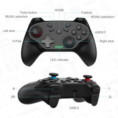 Wireless for Nintendo Switch Controller, for Switch 2/1 Lite/OLED/PC/Android/IOS, for Switch Controllers with, Dual Vibration, Screenshot Function, Bluetooth, Turbo Function 2 Pack - Image 5