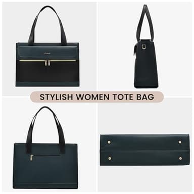 Laptop Bag for Women Leather Laptop Tote Bag Large Computer Bag Waterproof Business Office Work Bag - Image 6