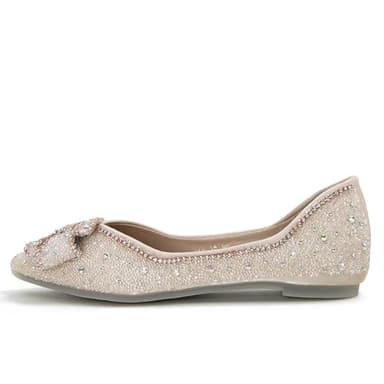 LiupanUp Women's Pointed Rhinestone Flat Shoes Glitter Flowers Wedding Comfortable Dress Shoes 1Apricot size9 - Image 3