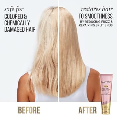 Pantene Keratin Leave-In Conditioner with Argan Oil, Protein Treatment for Dry, Damaged & Color-Treated Hair, Repairs Split Ends & Protects from Damage, Formaldehyde-Free, 8.4 Fl Oz - Image 3