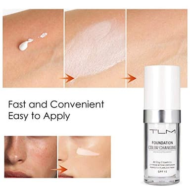 2PCS TLM Flawless Colour Changing Warm Skin Tone Foundation, Naturally Blends Moisturizing foundation makeup, Long Lasting Waterproof Lightweight Liquid Foundation SPF 15 for Face Makeup - Image 2