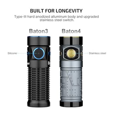 OLIGHT Baton4 Rechargeable EDC Flashlight, LED Pocket Light 1300 Lumens with Magnetic Charging Cable, 6 Modes, IPX8 Waterproof for Home, Camping and Emergency (Fighter Pilot) - Image 8