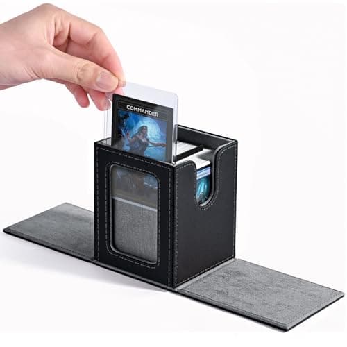 ZLCA MTG Deck Box with Commander Window Display, Trading Card Storage Box Holds 100 Double-Sleeved Cards Suitable for TCG/CCG/PTCG/EDH/Magic/Sport Cards (Black) - Image 1