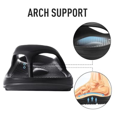 shevalues Orthopedic Sandals for Women Arch Support Recovery Flip Flops Pillow Soft Summer Beach Shoes, Black 39 (7.5-8 Women/6-6.5 Men) - Image 3
