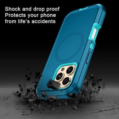 I-HONVA for iPhone 16 Pro Max Case [Compatible with MagSafe] Shockproof 3-Layer Full Body Protection [Without Screen Protector] Rugged Heavy Duty Cover Case for iPhone 16 Pro Max 6.9",Turquoise/Green - Image 5