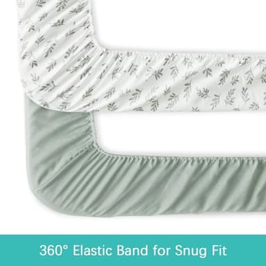 Baby Bassinet Sheets 4 Pack Fit for Airclub, Mika Micky Bedside Sleeper, Newton, Ezebaby, Besrey and Bellababy Bassinet, Ultra Soft & Skin-Friendly, Green - Image 3