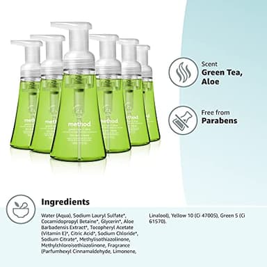 Method Foaming Hand Soap, Green Tea + Aloe, Biodegradable Formula, 10 Fl Oz (Pack of 6) - Image 9