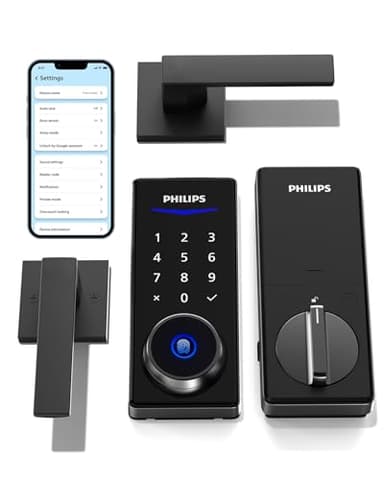 Philips Smart Lock with Handles, Keyless Entry Door Lock Set, Smart Door Lock with 2 Level Handles, Digital Keypad Deadbolt for Front Door, App Fingerprint PIN Code Unlocking, Auto Locking - Image 1