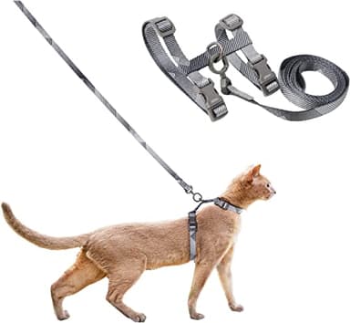 pidan Cat Harness & Leash Set, Cats Escape Proof Adjustable Kitten Harness for Large Small Cats, Lightweight Soft Walking Travel Petsafe Harness Grey,Neck Girth 7.8'' 12.2'', Chest Girth 10.2'' 16.9'' - Image 1