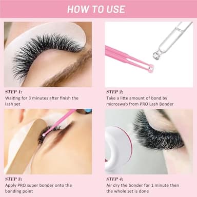 PRO Lash Bonder for Eyelash Extensions Super Bonder Glue Accelerator with 10Pcs Cotton Swab Lash Extension Sealant Longer Retention Waterproof Oil-Proof Special Dropper Design for Dose Control 15ml - Image 4