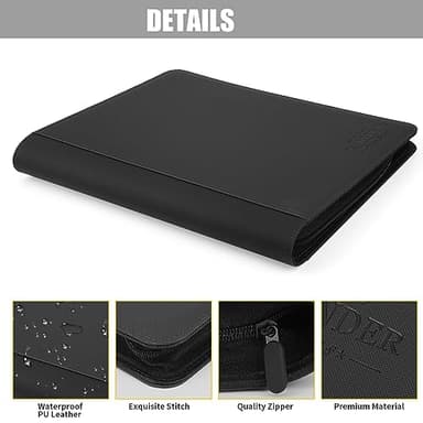 Top loader Binder-9 Pockets Pages Sleeves | Toploader Binder | Holds 288 Cards | Sleeves for “3×4” rigid | Ringless Double-Sided Pockets for TCG, Sports | Toploader card binder(black) - Image 3