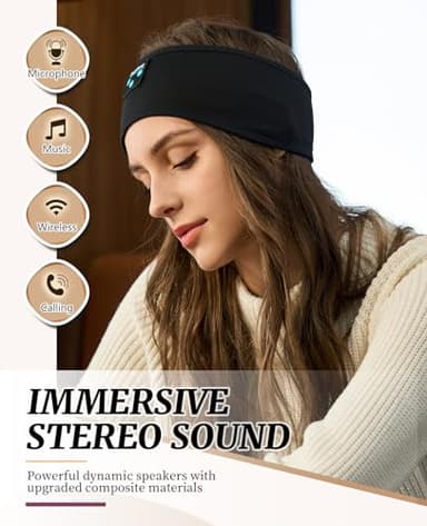 Sleep Headphones for Sleeping, Bluetooth Wireless Sports Headband, Cozy Lightweight Headband Headphones Hi-Fi Stereo Ergonomic ASMR Sleep Headphone Cool Gadget Gift for Women Men - Image 4