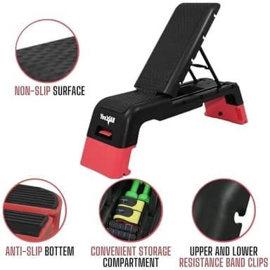 Yes4All Multifunctional Fitness Aerobic Step Platform/Aerobic Deck, Household Step Workout Bench for Home Gym (Red/Black) - Image 3