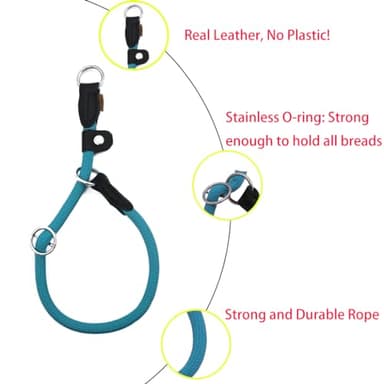 Aiminto Braided Round Martingale Dog Collar, Training Collar with Slidable Stop Ring and Adjustable Stopper - Ideal for Medium Dogs (M(1/3") - 18" Long, Light Blue) - Image 4
