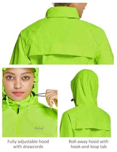baleaf Women's Rain Jackets Running Waterproof Windbreaker Windproof Lightweight Cycling Jacket Reflective Packable Hooded Yellow XL - Image 5
