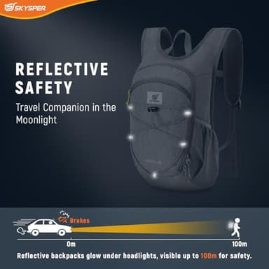 SKYSPER 15L Foldable Hiking Backpack Lightweight Packable Travel Daypack with Chest Strap Small Outdoor Folding Back Pack Collapsible Bag for Women Men (Grey) - Image 2