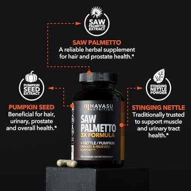 Saw Palmetto Supplement with Stinging Nettle and Pumpkin Seed Extract - Advanced 3X Formula - DHT Blocker Urinary Health and Prostate Support for Mens Health - Vegan, Non-GMO Capsules - 2 Month Supply - Image 4