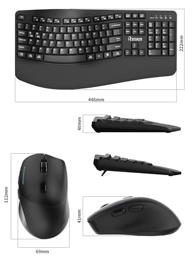Wireless Keyboard and Mouse Combo,2.4G Full Size Wave Keys Ergonomic Keyboard with Wrist Rest for Natural Typing, 3 DPI Adjustable Ergonomic Silent Mouse for Computer/Laptop/Windows/Mac (Black) - Image 9