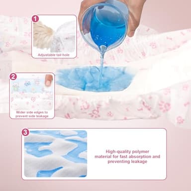 Disposable Dog Diapers Female 90 Count Doggie Diapers for Female Dogs (Waist 10-16.5 in S) Super Absorbent Small Doggie Diapers for Heat Excitable Urination or Incontinence - Pink - Image 4