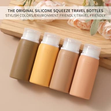 Muslish 21 Pack Travel Bottles for Toiletries, Leak-Proof TSA Compliant Silicone Travel Size Containers for Shampoo and Conditioner, BPA Free with Toiletry Bag (Apricot) - Image 2