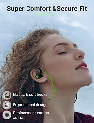 Stiive Bluetooth Headphones, 5.3 Wireless Sports Earbuds IPX7 Waterproof with Mic, Stereo Sweatproof in-Ear Earphones, Noise Cancelling Headsets for Gym Running Workout, 16 Hours Playtime - GreenBlack - Image 7