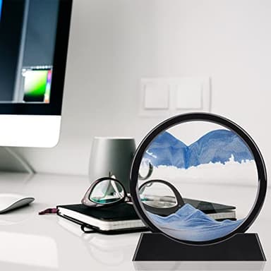 XINBAOHONG Moving Sand Art Picture,Liquid Motion 3D Deep Sea Sandscape in Motion Display Flowing Sand Frame Relaxing Desktop Home Office Work Decor（10 inch） (Blue) - Image 6