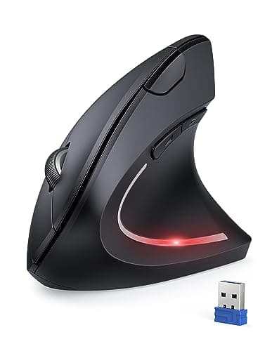 TECKNET Ergonomic Mouse, 4800 DPI Wireless Vertical Mouse with 5 Adjustable DPI Levels, 6 Buttons 2.4GHz Optical Carpal Tunnel Mouses for Laptop, Desktop, PC, MacBook - Black - Image 1