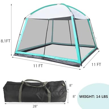 GREGIN Screen House Room 11x11 Ft Mesh Net Tent Canopy Shelter Gazebo, Easy Setup & Waterproof & Sunshade, Suitable for Camping Trip, Backyard, Beach, Picnic - Blue - Image 4