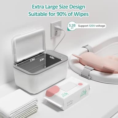Baby Wipe Warmer, Wipe Warmer and Baby Wet Wipes Dispenser, Smart Precise Temperature Control Large Capacity Evenly Overall Heating Silence, Wipes Warmer for Babies Portable Wipe Warmer (White) - Image 6