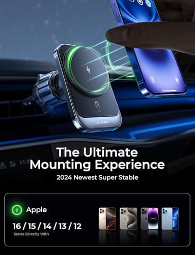 LISEN for MagSafe Car Mount Charger for iPhone 16, 15W Wireless Universal Vent Charger for iPhone 16 Car Accessories Magnetic Phone Holder Mount, Fits iPhone 16 15 Pro Max - Image 9