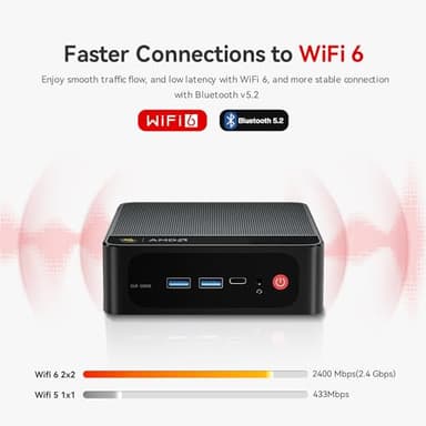 Beelink SER5 Pro Mini PC, AMD Ryzen 7 5825U(8C/16T, up to 4.5GHz), 32GB DDR4 RAM 500GB PCle3.0 SSD, SER5 Mini Computer Support 4K@60Hz Triple Display, WiFi6, BT5.2, DP+HDMI, Type-C - Image 7