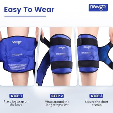 NEWGO Ice Pack for Knee Injuries Reusable, Knee Ice Pack Wrap Around Entire Knees for Replacement Surgery Recovery, Gel Cold Pack Wrap for Meniscus Tear, ACL, Swelling Pain Relief - Blue - Image 7