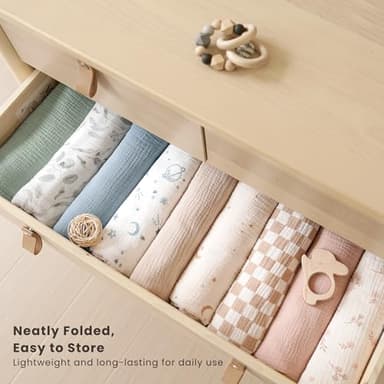 Konssy 3 Pack Muslin Swaddle Blankets for Unisex, Newborn Receiving Blanket, Large 47 x 47 inches, Soft Breathable Muslin Baby Swaddles for Boys & Girls - Image 5