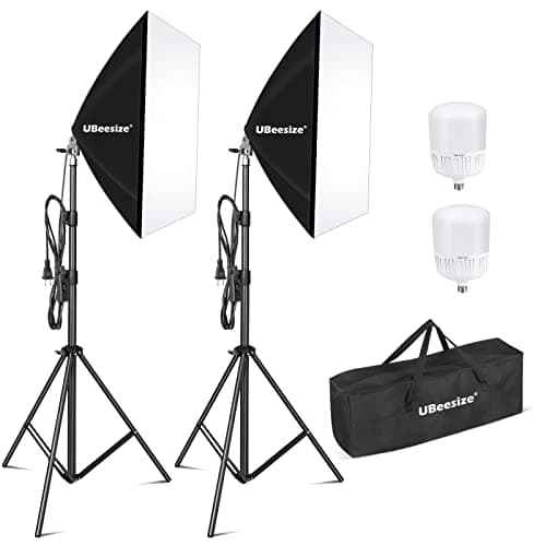 UBeesize Softbox Photography Lighting Kit, 27” x 20” Continuous Lighting Kit with 2pcs 40W E27 Socket 6500K Bulbs, Professional Photo Studio Lighting for Video Recording, Portrait Shooting - Image 1