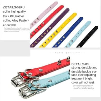 Spike Collar for Dogs,Female Male Studded Spiked Spikey Stud Rivet for xs Small Medium Large boy Girl cat Kitten pet Animal Puppy Red XS - Image 3