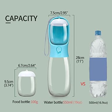 AVELORA Portable Dog Water Bottle with Food Container,15oz Leak-Proof Pet Water Dispenser for Dogs, Cats, Puppies,Built-in Activated Carbon Filter for Travel,Hiking, Walking,and Outdoor Activities - Image 6