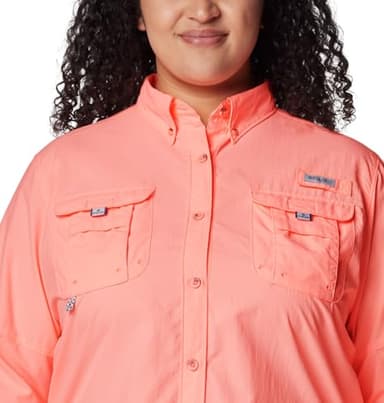 Columbia Women's PFG Bahama II Long Sleeve Fishing Shirt, Tiki Pink, 3X - Image 4
