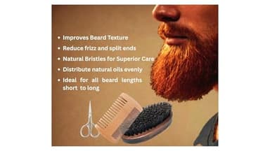 Beard Grooming Kit, Beard Care Set, Men's Grooming Kit, Beard Trimming Kit, Natural Boar Bristle Brush and Pear Wood Comb Set for Men - Dual Action Grooming for Beards and Mustaches - Image 6