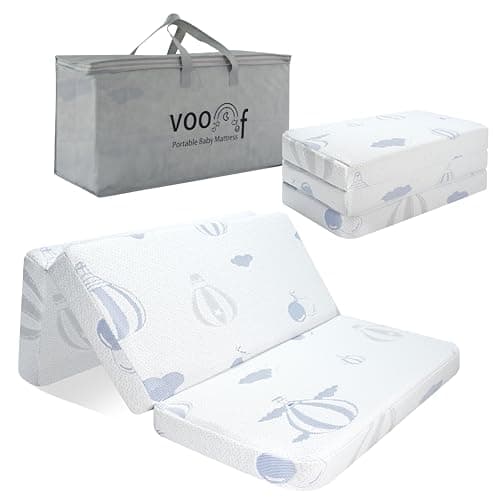 voomf Trifold Pack and Play Mattress, 38"x26" High Density Foam Pack N Play Mattresses for Baby Toddler, Portable Travel Crib Mattress for Pack N Play with Carry Bag, - Image 1