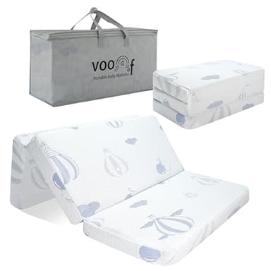 voomf Trifold Pack and Play Mattress, 38"x26" High Density Foam Pack N Play Mattresses for Baby Toddler, Portable Travel Crib Mattress for Pack N Play with Carry Bag, - Image 1