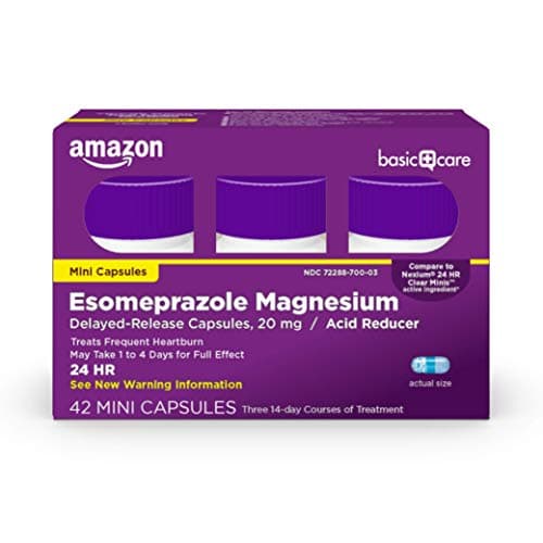 Amazon Basic Care Esomeprazole Magnesium Delayed-Release Mini Capsules, 20 mg, Acid Reducer, 24 Hour Heartburn Medicine, 42 Count - Image 1